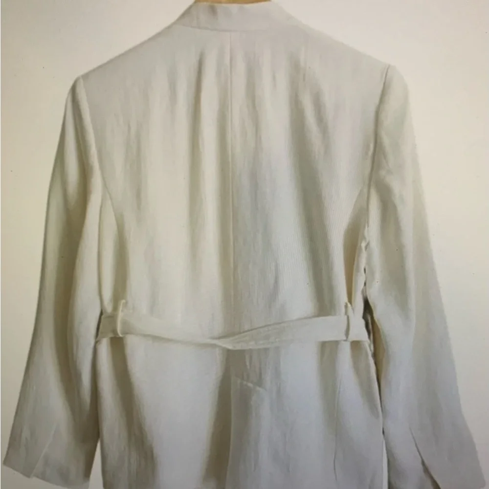 ZARA Linen Blend Preppy Belted Waistt Casuall Trendy Blazer M Bloggers Favorite - Picture 3 of 5
